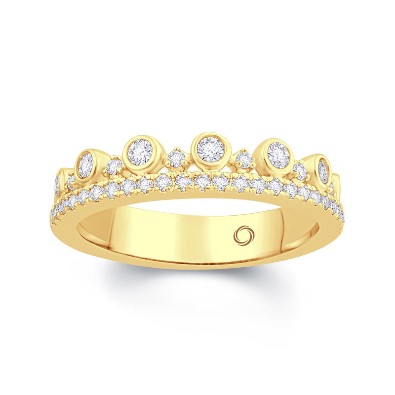2 Row 18ct Yellow Gold Stackable Diamond ring 65% Spread and .45ct total Diamond Weight