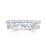 2 Row Platinum Band with Round Brilliant and Baguette Diamonds.  Total Diamond Weight .50ct. 65% Spread