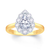 18CT - YELLOW - GOLD - PEAR - CUT - DIAMOND - HALO - ENGAGEMENT - RING - TOTAL - DIAMOND - WEIGHT - 1.15CT - CENTRE DIAMOND 0.70CT