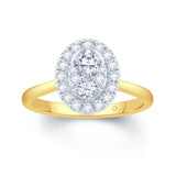 18ct - yellow - gold - oval - cluster - diamond - halo - engagement - ring