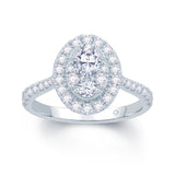 Platinum - oval - cluster - diamond - halo - diamond - set - shoulders - engagement ring 