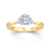 18CT - YELLOW - GOLD - 3 STONE - OVAL AND - HALD MOON - DIAMOND - ENGAGEMENT - RING 
