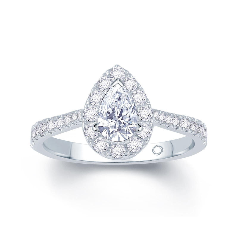 Platinum Pear Cut Halo Engagement Ring
