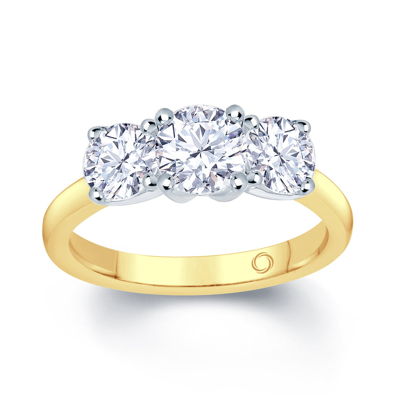 18ct Yellow Gold 3 Stone Engagement Ring with a total diamond weight of 0.80ct