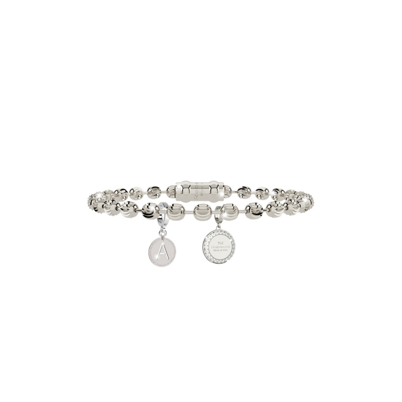 Rebecca Silver Charm & Initial Bracelet Set
