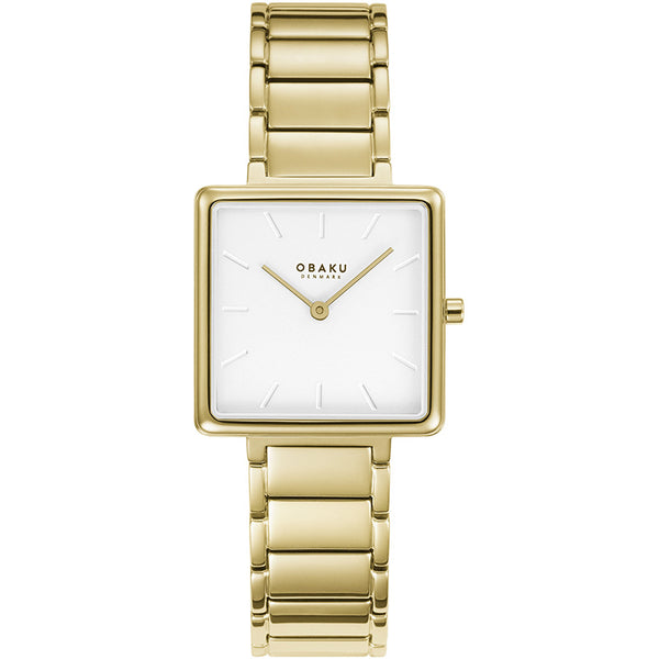 Obaku-Yellow-Gold-Square-Face-White-Dial-Watch