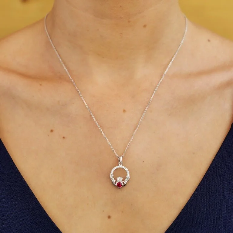 Claddagh JANUARY Birthstone Necklace