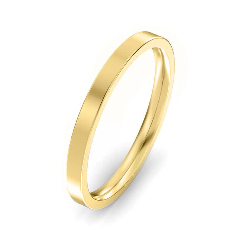 Bevelled Edge and Brushed Flat Court | Yellow Gold Wedding Rings