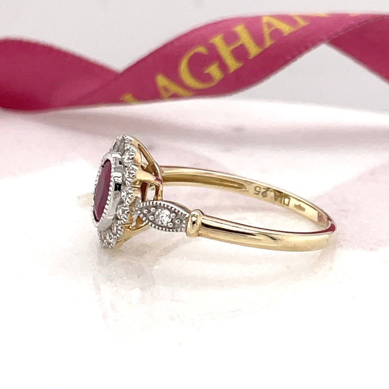 9ct - yellow- gold - ruby - and - diamond - ring - side 