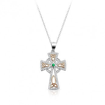 Silver Celtic 2Tone Cross Necklace